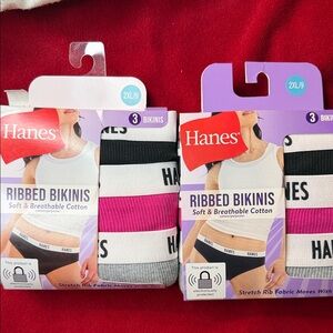 Hanes Ribbed Bikinis 3-Pack - Black, White, Pink